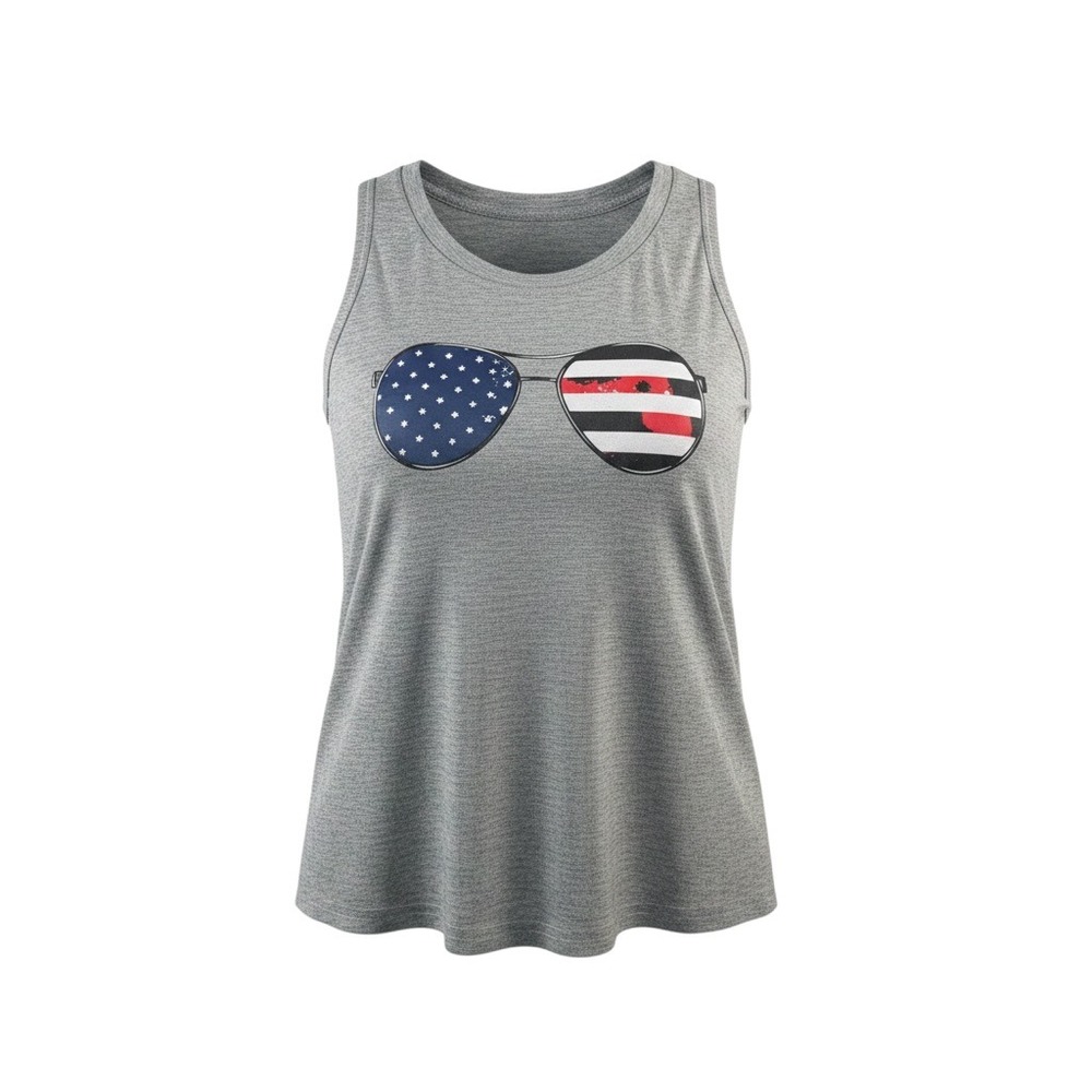 Unbranded Tank Top Womens Small Gray Excellent Patriotic Sunglasses High-Low